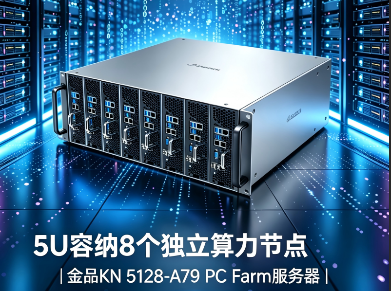 5U容纳8个独立算力节点|金品 KN 5128-A79 PC Farm服务器  